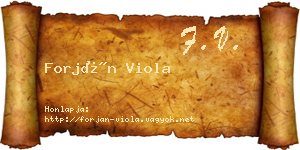 Forján Viola névjegykártya